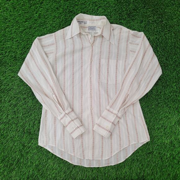 Vintage 60s Hampshire House by Van Heusen Button Shirt Medium 15.5 33 Textured - Picture 1 of 11